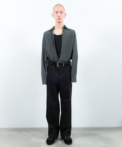 Jieda（ジエダ）の「ONE TUCK SLACKS（スラックス・メンズ・グレー/ブラック・1/2）」の5枚目の写真