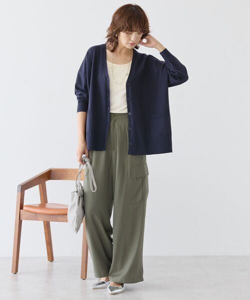 AMERICAN HOLIC(アメリカンホリック)の「バイパチVネックルーズカーディガン(カーディガン/ボレロ・レディース・ピンク/グリーン/ベージュ/ネイビー/杢グレー・M/L)」の20枚目の写真