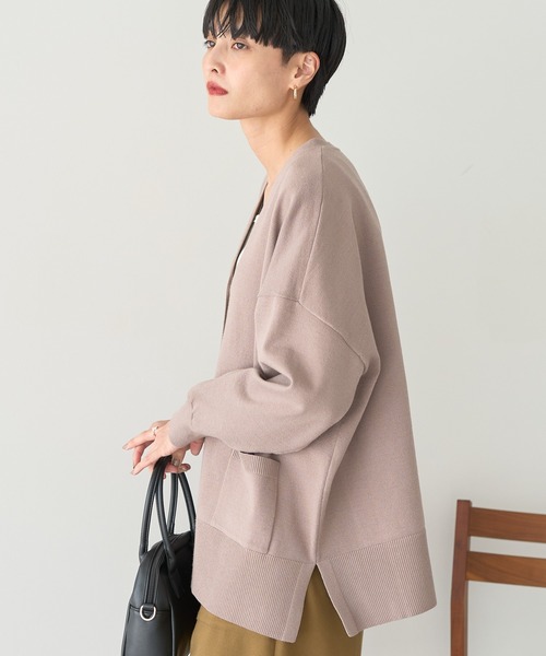 AMERICAN HOLIC(アメリカンホリック)の「バイパチVネックルーズカーディガン(カーディガン/ボレロ・レディース・ピンク/グリーン/ベージュ/ネイビー/杢グレー・M/L)」の10枚目の写真