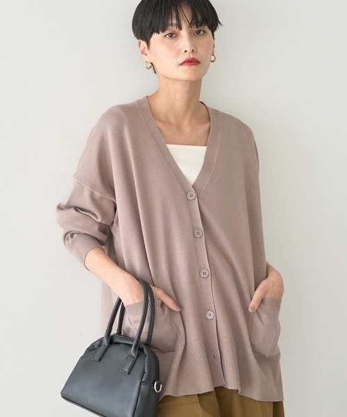 AMERICAN HOLIC(アメリカンホリック)の「バイパチVネックルーズカーディガン(カーディガン/ボレロ・レディース・ピンク/グリーン/ベージュ/ネイビー/杢グレー・M/L)」の17枚目の写真