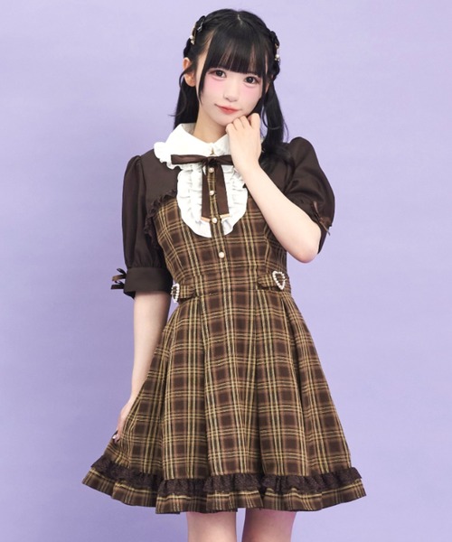 Secret Honey(シークレットハニー)の「ハートバックル付ボレロ風ワンピース(ワンピース・レディース・ブラウン/ブラック・MEDIUM)」の2枚目の写真