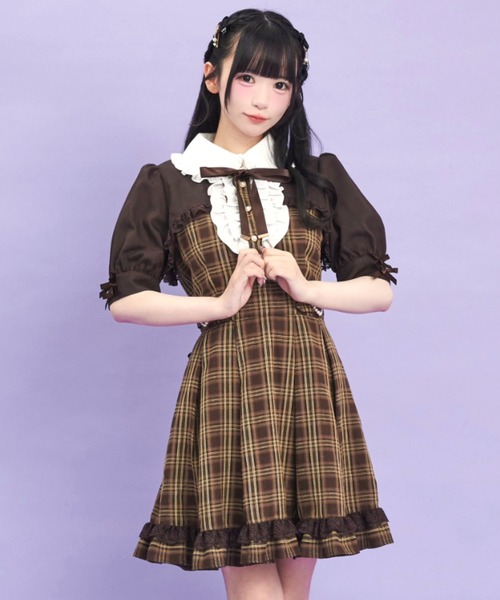 Secret Honey(シークレットハニー)の「ハートバックル付ボレロ風ワンピース(ワンピース・レディース・ブラウン/ブラック・MEDIUM)」の4枚目の写真