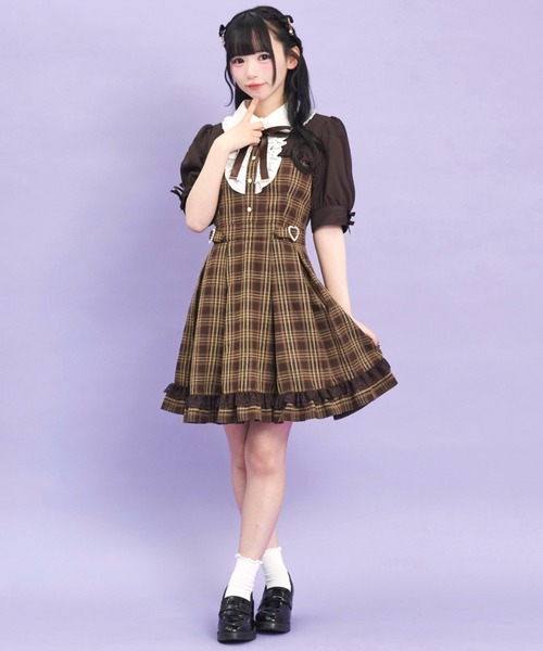 Secret Honey(シークレットハニー)の「ハートバックル付ボレロ風ワンピース(ワンピース・レディース・ブラウン/ブラック・MEDIUM)」の3枚目の写真