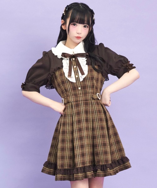 Secret Honey(シークレットハニー)の「ハートバックル付ボレロ風ワンピース(ワンピース・レディース・ブラウン/ブラック・MEDIUM)」の5枚目の写真