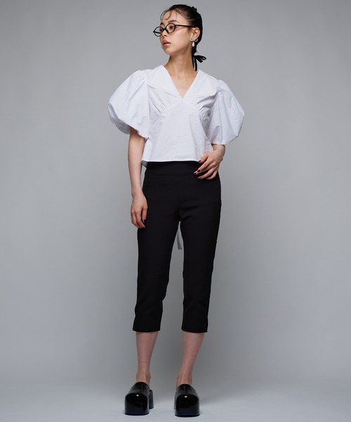 Narcissus（ナルシス）の「【前後2WAY】パフリボンブラウス/クロップド丈（シャツ/ブラウス・レディース・ブラック/ホワイト・FREE）」の15枚目の写真