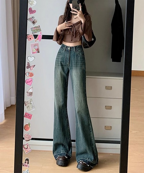 blackdia ocean（ブラックダイヤオーシャン）の「blackdia ocean フレア レトロデニムパンツ（デニムパンツ・レディース・インディゴブルー/ブラック・MEDIUM/LARGE/X-LARGE/SMALL）」の4枚目の写真
