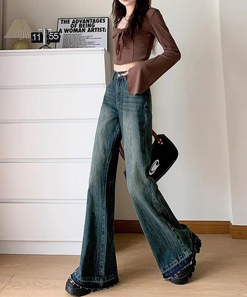 blackdia ocean（ブラックダイヤオーシャン）の「blackdia ocean フレア レトロデニムパンツ（デニムパンツ・レディース・インディゴブルー/ブラック・MEDIUM/LARGE/X-LARGE/SMALL）」の15枚目の写真