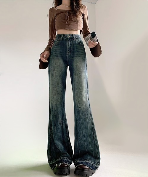 blackdia ocean（ブラックダイヤオーシャン）の「blackdia ocean フレア レトロデニムパンツ（デニムパンツ・レディース・インディゴブルー/ブラック・MEDIUM/LARGE/X-LARGE/SMALL）」の9枚目の写真