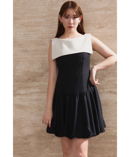 ワンピース herlipto Two-Tone Balloon Mini Dress M Two-Tone Balloon Mini Dress（ワンピース）｜Her lip to（ハー
