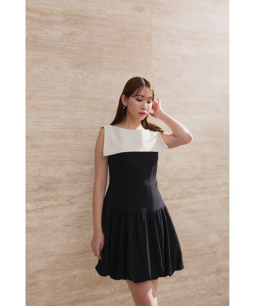 ワンピース herlipto Two-Tone Balloon Mini Dress M Two-Tone Balloon Mini Dress（ワンピース）｜Her lip to（ハー