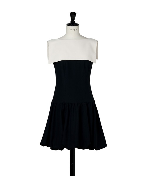 ワンピース herlipto Two-Tone Balloon Mini Dress M Two-Tone Balloon Mini Dress（ワンピース）｜Her lip to（ハー