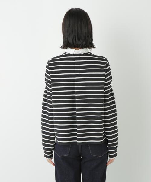 human woman（ヒューマンウーマン）の「◆ストレッチポンチシャツカラードッキングプルオーバー（Tシャツ/カットソー・レディース・ネイビー/ブラック系その他3/ベージュ系その他2・MEDIUM）」の12枚目の写真