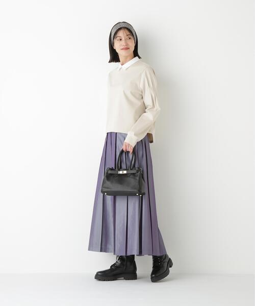 human woman（ヒューマンウーマン）の「◆ストレッチポンチシャツカラードッキングプルオーバー（Tシャツ/カットソー・レディース・ネイビー/ブラック系その他3/ベージュ系その他2・MEDIUM）」の16枚目の写真