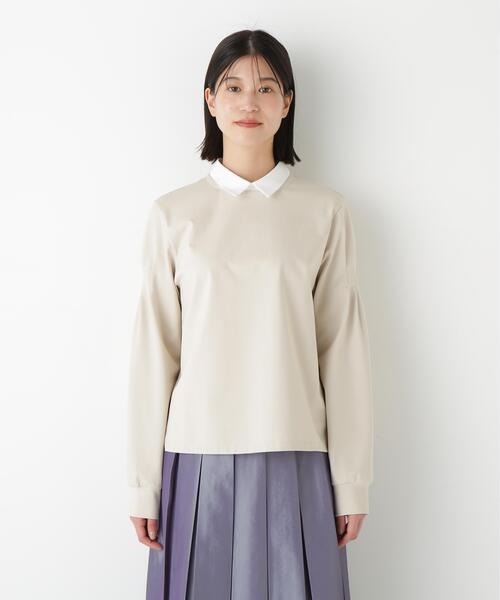 human woman（ヒューマンウーマン）の「◆ストレッチポンチシャツカラードッキングプルオーバー（Tシャツ/カットソー・レディース・ネイビー/ブラック系その他3/ベージュ系その他2・MEDIUM）」の17枚目の写真