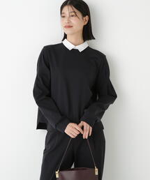 ◆ストレッチポンチシャツカラードッキングプルオーバー