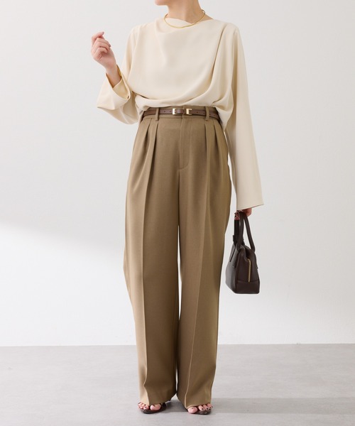 COLLAGE GALLARDAGALANTE（コラージュガリャルダガランテ）の「フロントドレープブラウス（シャツ/ブラウス・レディース・ネイビー/アイボリー・FREE）」の3枚目の写真