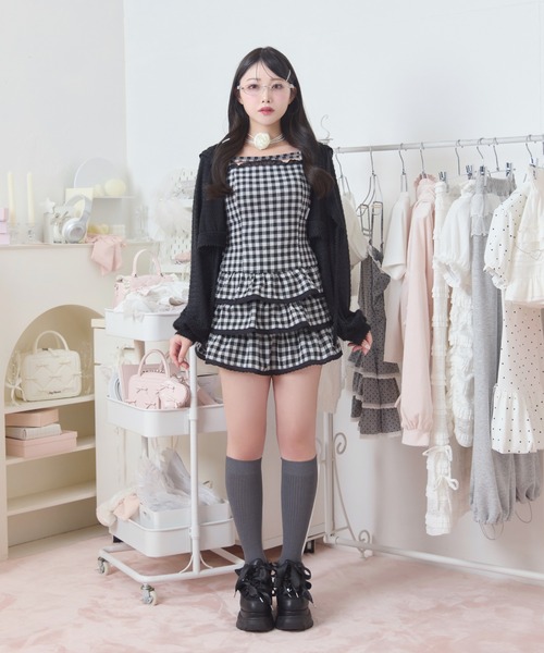 Honey Cinnamon（ハニーシナモン）の「パターンキャミワンピパーカーセット（ワンピース・レディース・ブラック/ホワイト・FREE）」の2枚目の写真