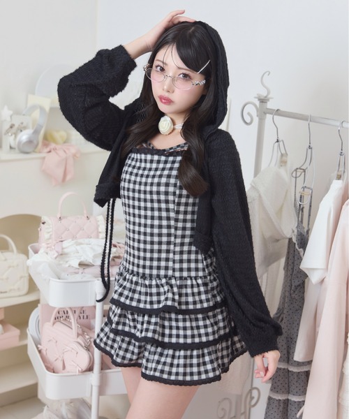 Honey Cinnamon（ハニーシナモン）の「パターンキャミワンピパーカーセット（ワンピース・レディース・ブラック/ホワイト・FREE）」の3枚目の写真