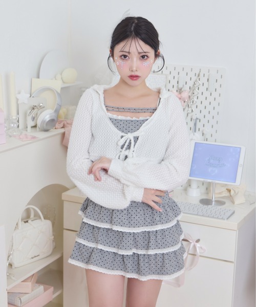 Honey Cinnamon（ハニーシナモン）の「パターンキャミワンピパーカーセット（ワンピース・レディース・ブラック/ホワイト・FREE）」の8枚目の写真