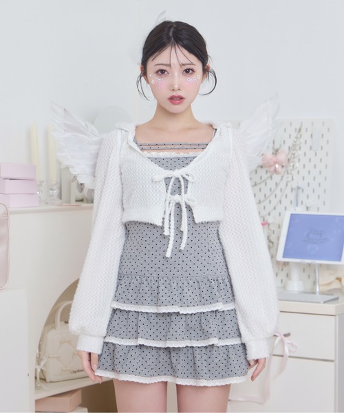 Honey Cinnamon（ハニーシナモン）の「パターンキャミワンピパーカーセット（ワンピース・レディース・ブラック/ホワイト・FREE）」の9枚目の写真