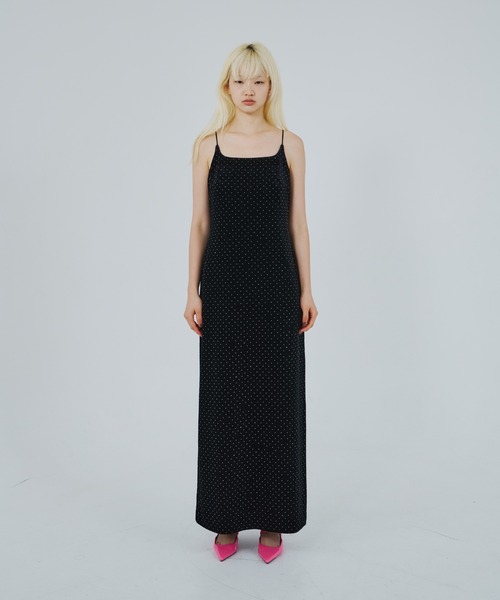 カーヴドスクエアベロアドレス / curved square velour dress（ドレス
