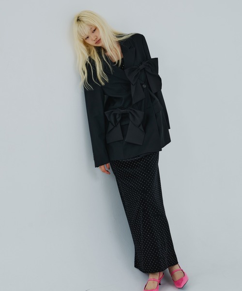 カーヴドスクエアベロアドレス / curved square velour dress（ドレス