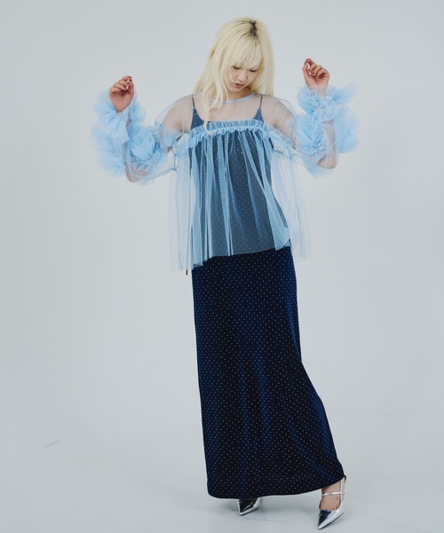 カーヴドスクエアベロアドレス / curved square velour dress（ドレス