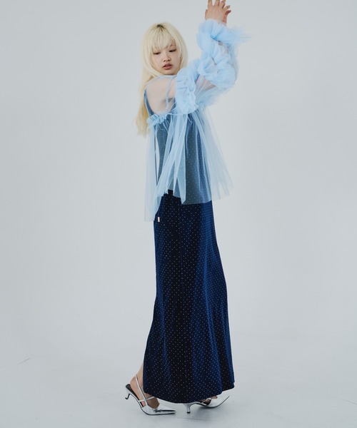 ワンピース ANDRESD curved square velour dress カーヴドスクエアベロアドレス / curved square velour dress