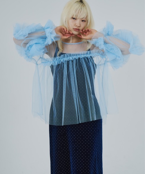 カーヴドスクエアベロアドレス / curved square velour dress（ドレス