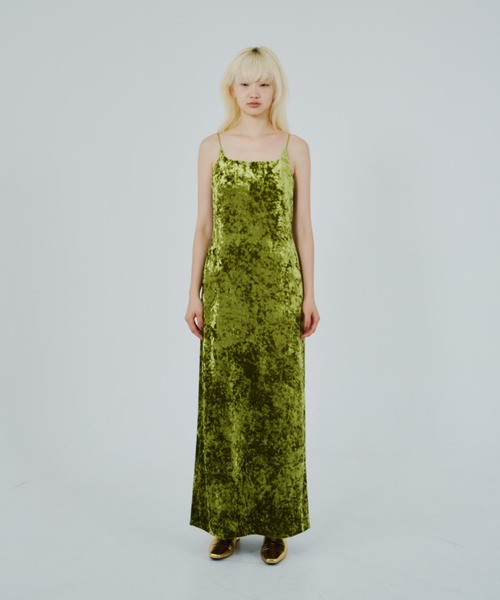 ANDRESD カーヴドスクエアベロアドレス カーヴドスクエアベロアドレス / curved square velour dress（ドレス