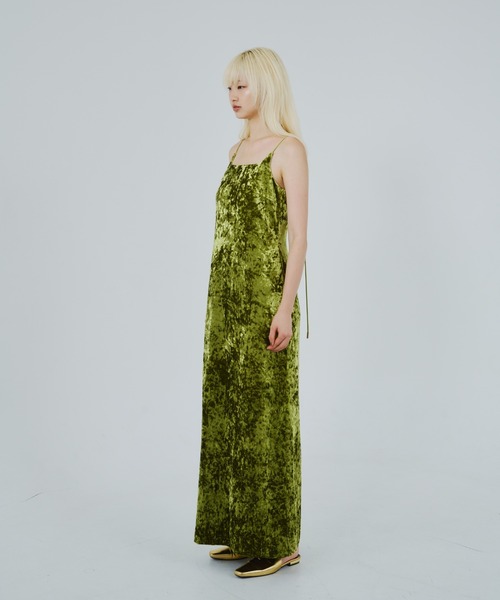 カーヴドスクエアベロアドレス / curved square velour dress（ドレス