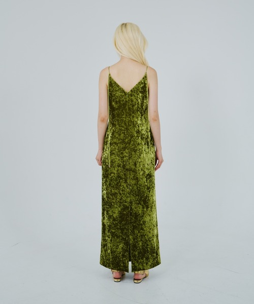 カーヴドスクエアベロアドレス / curved square velour dress