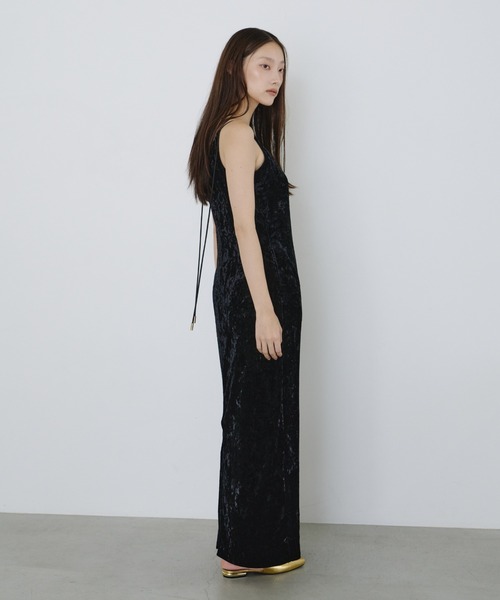curved square velour dress アンドレスドANDRÉSD カーヴドスクエアベロアドレス / curved square velour dress