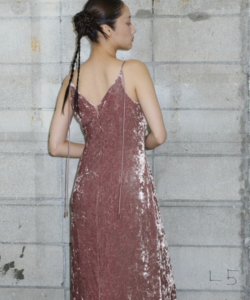 カーヴドスクエアベロアドレス / curved square velour dress（ドレス