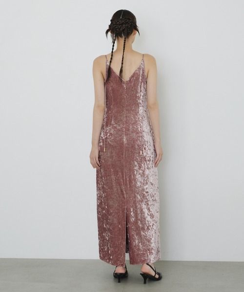 ワンピース ANDRESD curved square velour dress カーヴドスクエアベロアドレス / curved square velour dress
