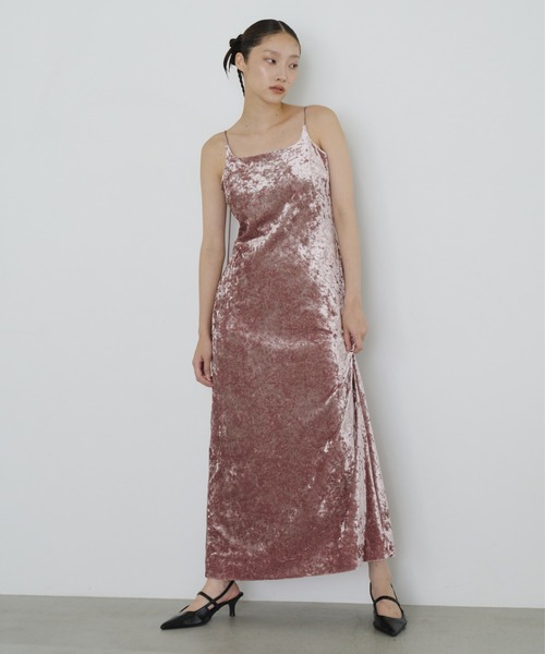 カーヴドスクエアベロアドレス / curved square velour dress（ドレス
