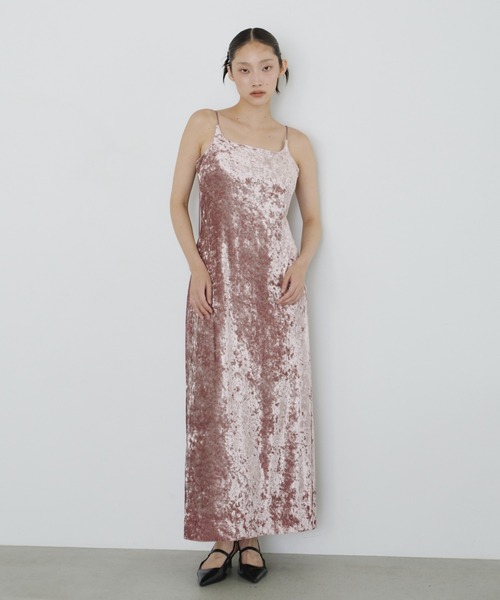 ワンピース ANDRESD curved square velour dress カーヴドスクエアベロアドレス / curved square velour dress