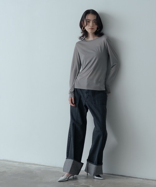 GALLEST(ギャレスト)の「シグネチャーシアーロンT(Tシャツ/カットソー・レディース・ブラック/オフホワイト/グレー・38)」の5枚目の写真