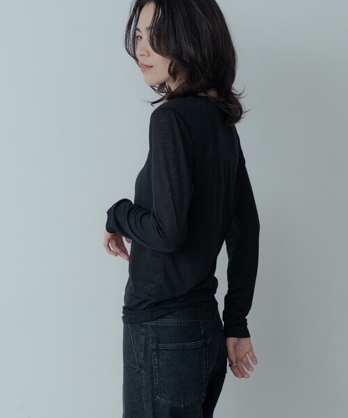 GALLEST(ギャレスト)の「シグネチャーシアーロンT(Tシャツ/カットソー・レディース・ブラック/オフホワイト/グレー・38)」の18枚目の写真