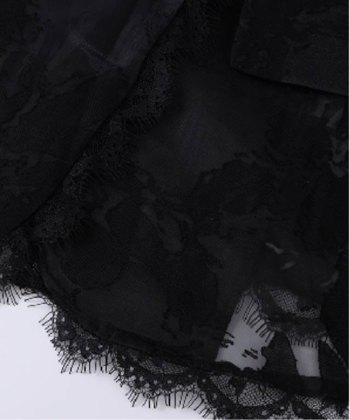 LA POMME petit(ラポミ・プチ)の「French Emboss Lace Tie Shirt(シャツ/ブラウス・レディース・ホワイト/ブラック・FREE)」の3枚目の写真