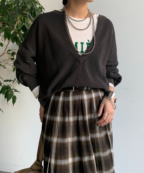 DouDou（ドゥドゥ）の「スキッパープルオーバー（ニット/セーター・レディース・モカ/ベージュ/チャコールグレー・FREE）」の9枚目の写真