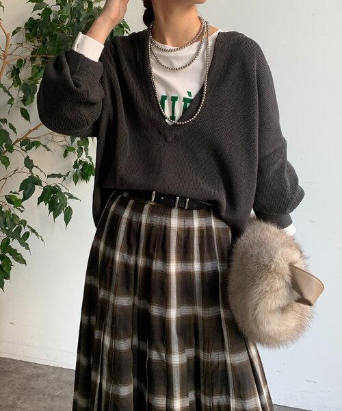 DouDou（ドゥドゥ）の「スキッパープルオーバー（ニット/セーター・レディース・モカ/ベージュ/チャコールグレー・FREE）」の10枚目の写真