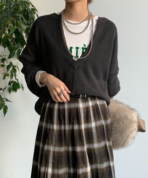 DouDou（ドゥドゥ）の「スキッパープルオーバー（ニット/セーター・レディース・モカ/ベージュ/チャコールグレー・FREE）」の11枚目の写真