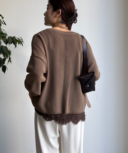 DouDou（ドゥドゥ）の「スキッパープルオーバー（ニット/セーター・レディース・モカ/ベージュ/チャコールグレー・FREE）」の21枚目の写真