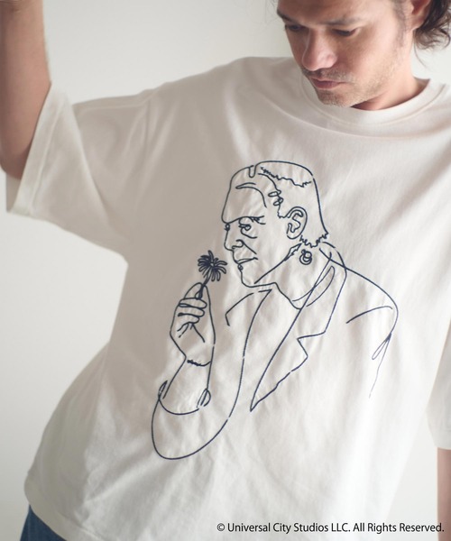 ADAM PATEK（アダムパテック）の「mt9969-Frankenstein flower stitch T Tシャツ(AP2524021)（Tシャツ/カットソー・メンズ・ホワイト/ブラック・1/2）」の2枚目の写真