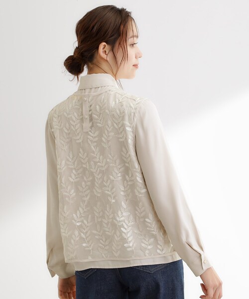 grove(グローブ)の「リーフ刺繍スパンコールベスト&ブラウスセット(シャツ/ブラウス・レディース・アイボリー/ブラック・01/02/03/04/05)」の8枚目の写真