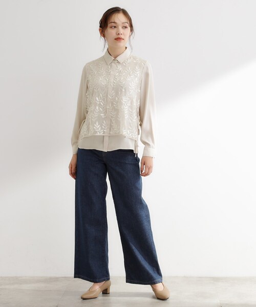 grove(グローブ)の「リーフ刺繍スパンコールベスト&ブラウスセット(シャツ/ブラウス・レディース・アイボリー/ブラック・01/02/03/04/05)」の10枚目の写真