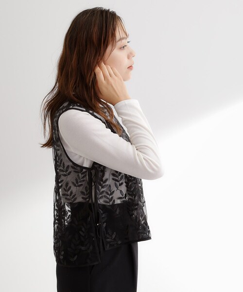 grove(グローブ)の「リーフ刺繍スパンコールベスト&ブラウスセット(シャツ/ブラウス・レディース・アイボリー/ブラック・01/02/03/04/05)」の15枚目の写真