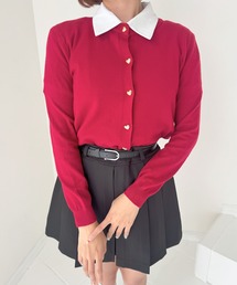 ハートボタンニットカーデ