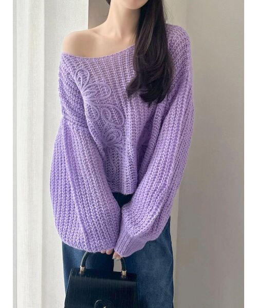 dazzlin（ダズリン）の「モヘアライクルーズニット（ニット/セーター・レディース・パープル/オフホワイト/ピンク/イエロー/ブルー・FREE）」の3枚目の写真